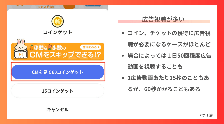 クラシルリワードは広告視聴が多い