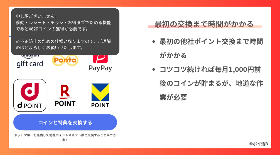 クラシルリワードは最初の交換まで時間がかかる