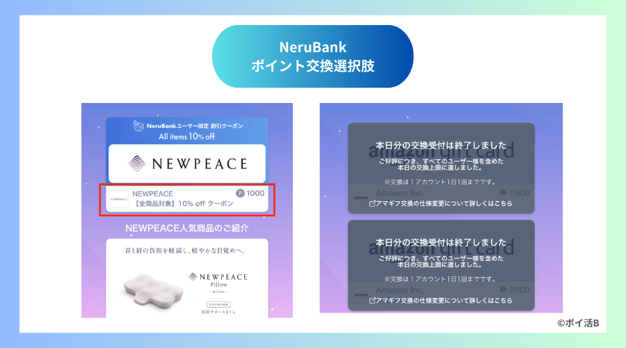 NeruBankのポイント交換選択肢